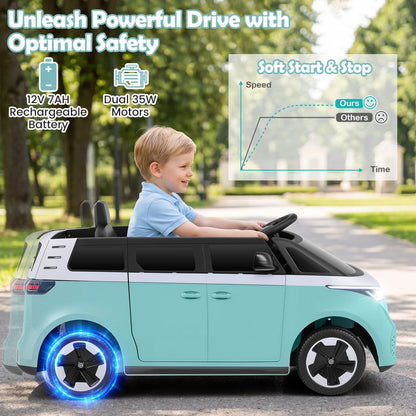 12V Electric Ride-On VW Bus with Remote Control & Music - - Ride-On Toy