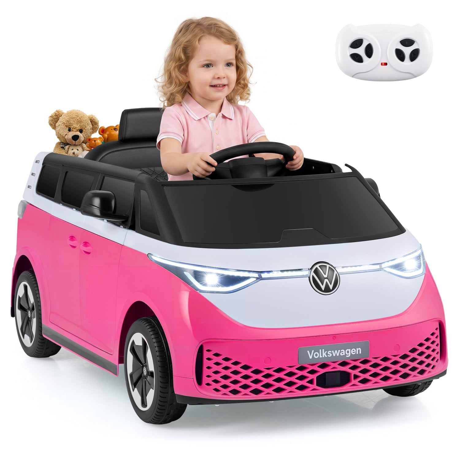 12V Electric Ride-On VW Bus with Remote Control & Music - - Ride-On Toy