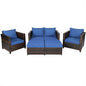 5 Pieces Patio Cushioned Rattan Furniture Set- DirectDeals- {{Product type}}
