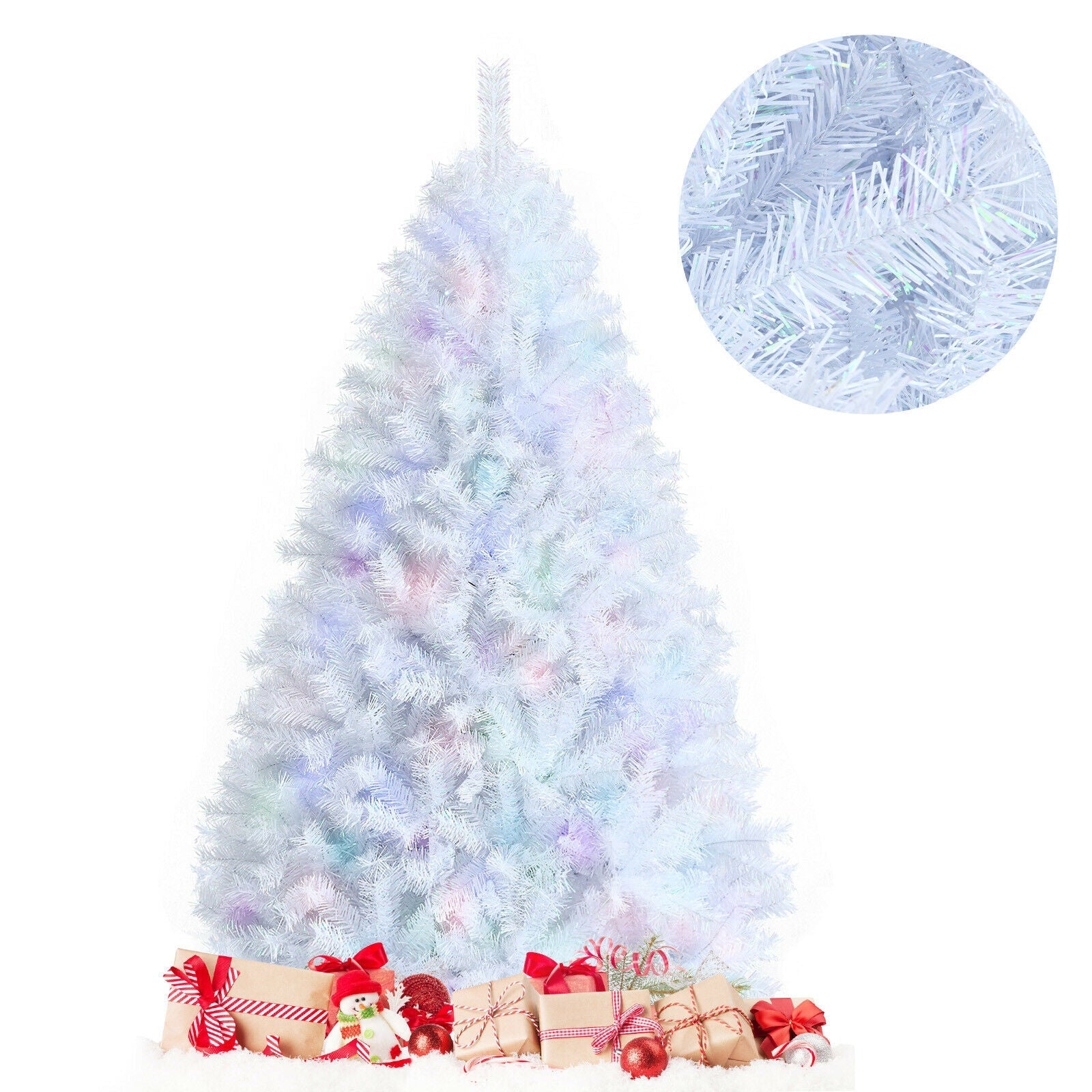 6 Feet Iridescent Tinsel Artificial Christmas Tree with 792 Branch Tips - -