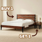 [Buy 1 Get 1] Emery Solid Wood Bed Frame & Nightstand - Americano - Bedroom Set