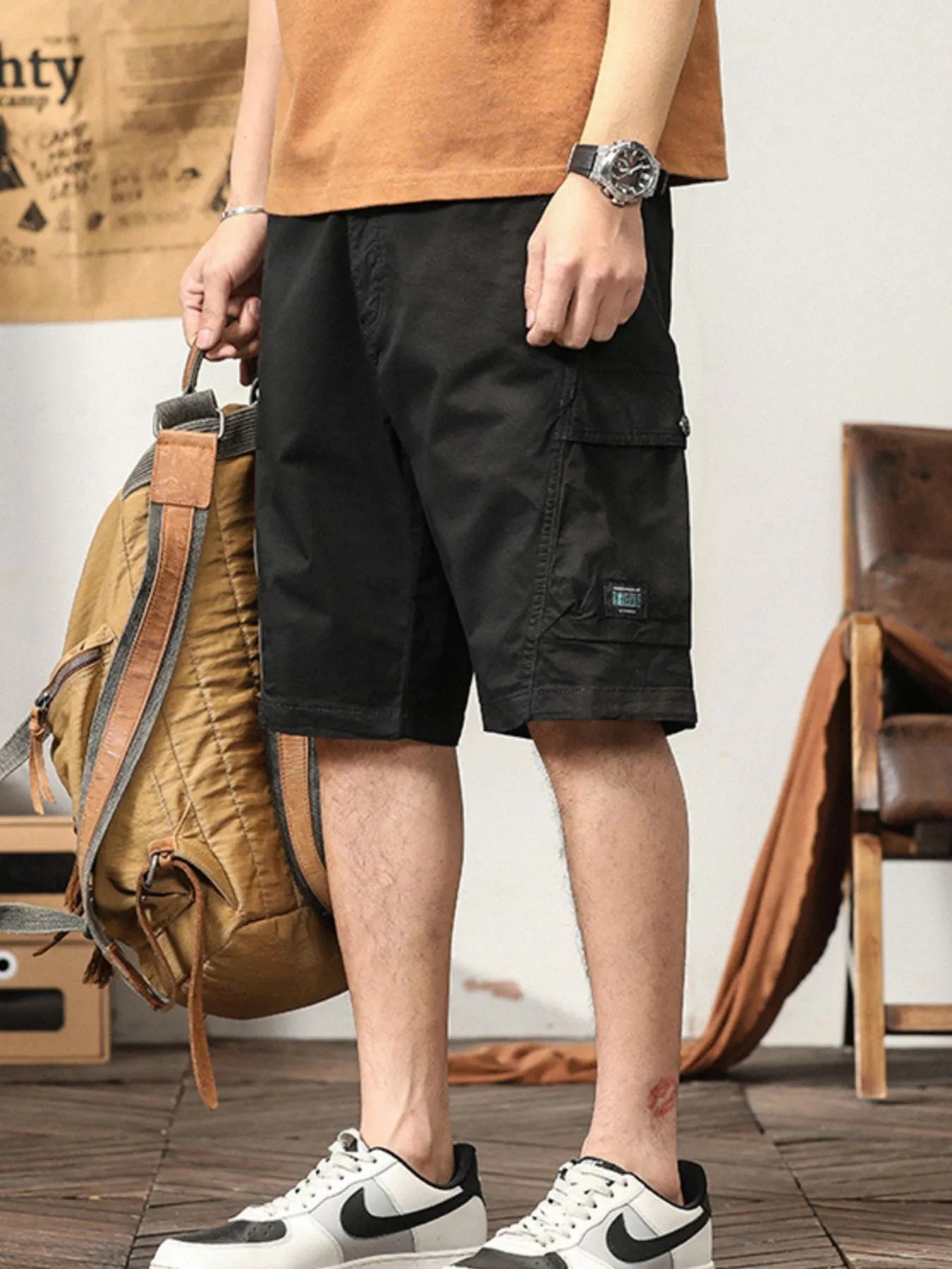 Men's Loose Fit Cargo Shorts - -