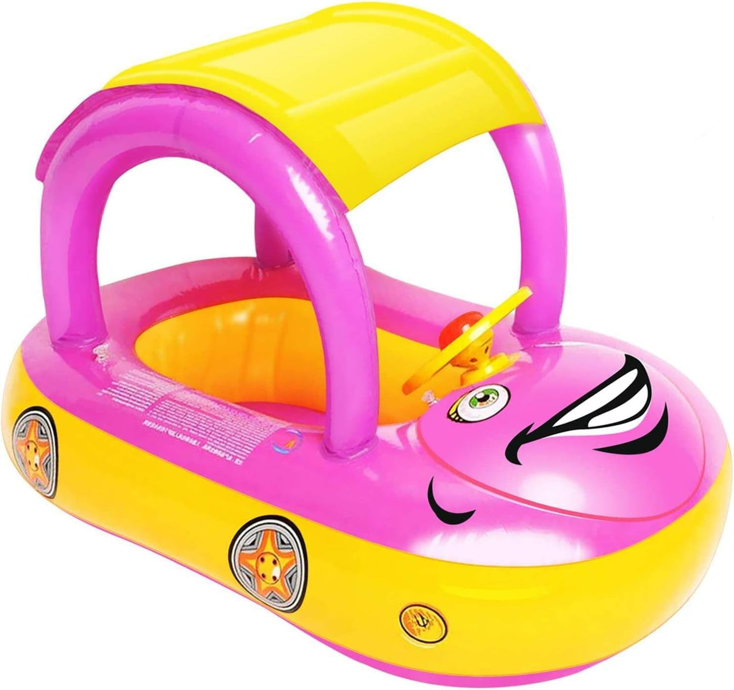 iGeeKid Inflatable Baby Pool Float with Canopy Safety Seat Ages 6-36 Months Pink - - pool float