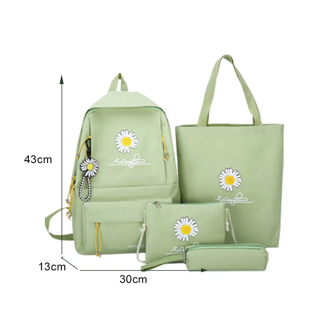 4pc Set Daisy Print Large Backpack