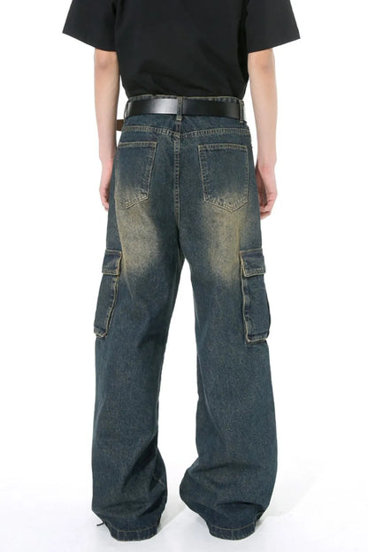 Mid Rise Jeans with Cargo Pockets - -