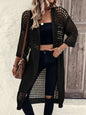 Hollow Knitted Long Cardigan Women - Black - 0