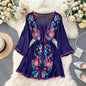 Embroidery Flower Female Long-Sleeved Small Dress