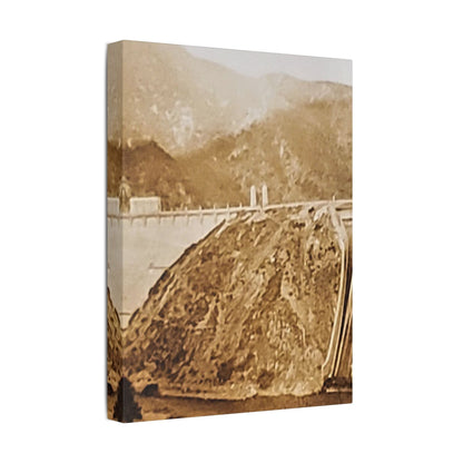 Back View Morris Dam Spillway Satin Canvas Stretched