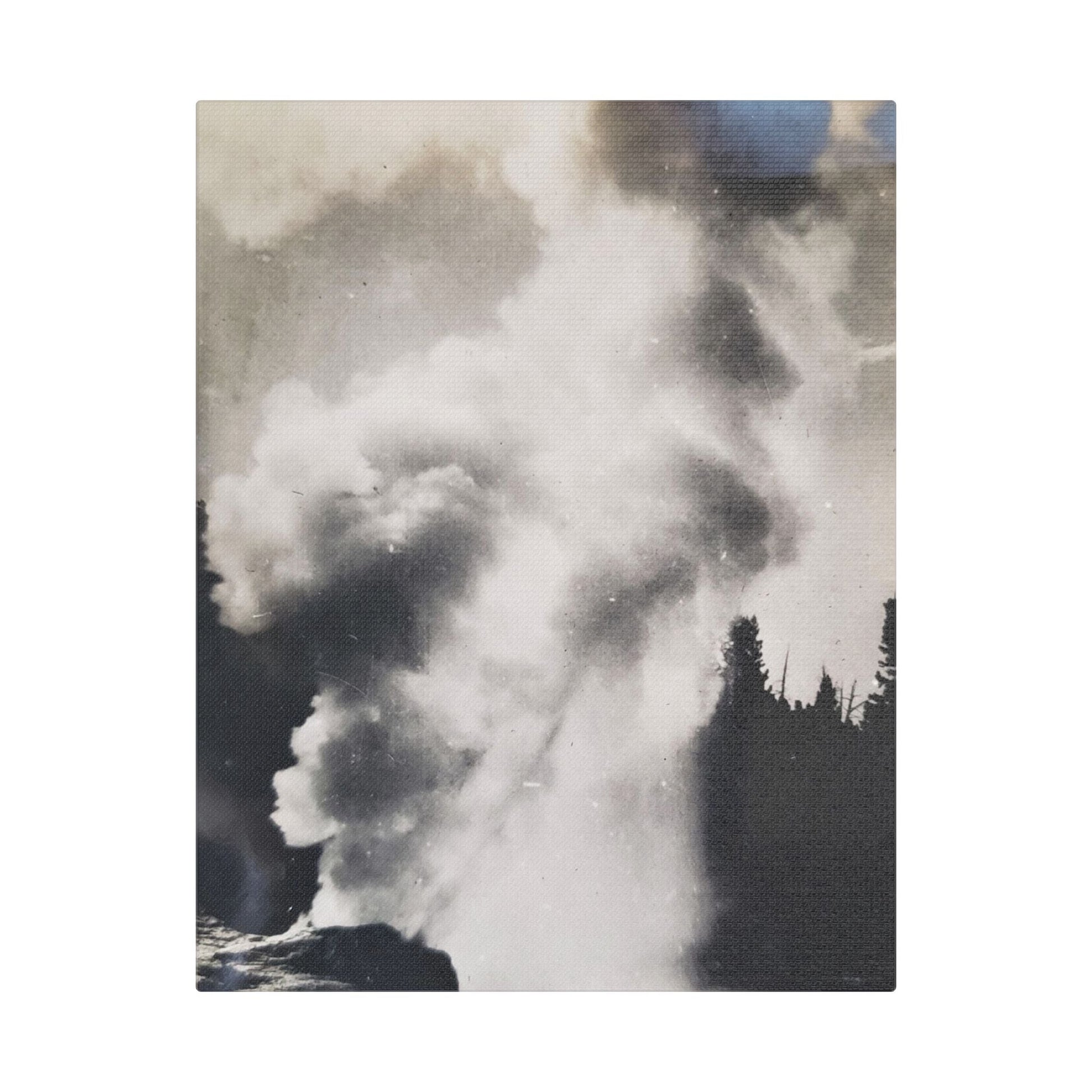Riverside Geyser Yellowstone Satin Canvas Stretched