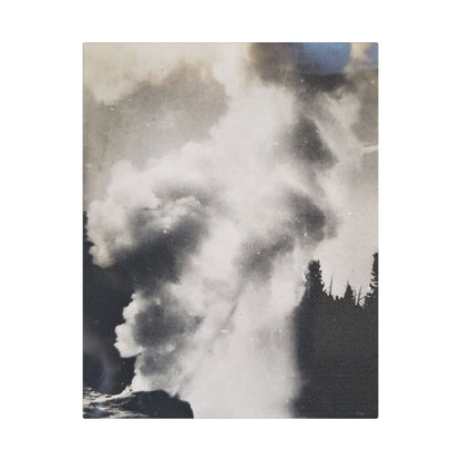 Riverside Geyser Yellowstone Satin Canvas Stretched