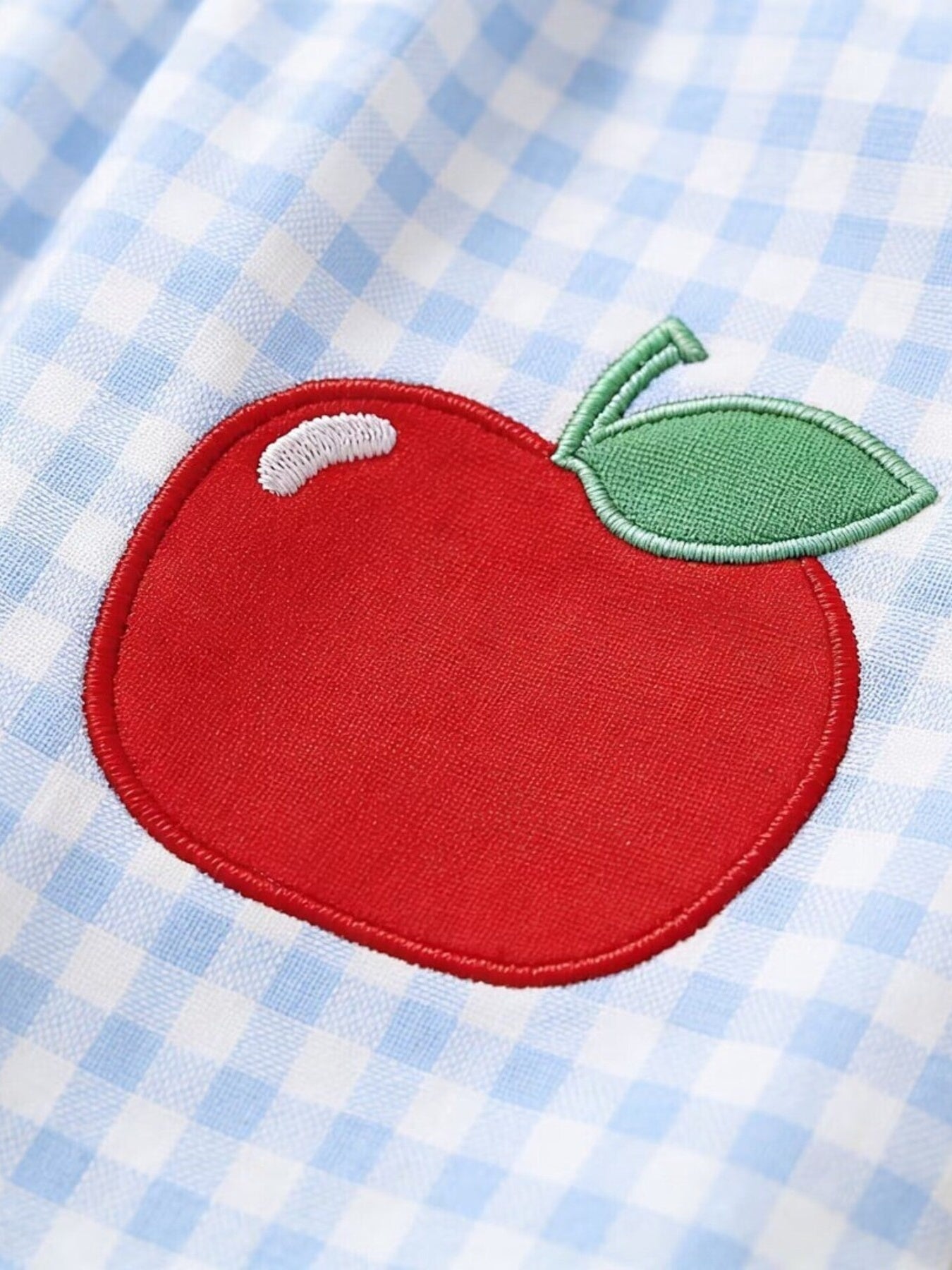 Children's Fruit Embroidered Sleeveless Plaid Dress - -