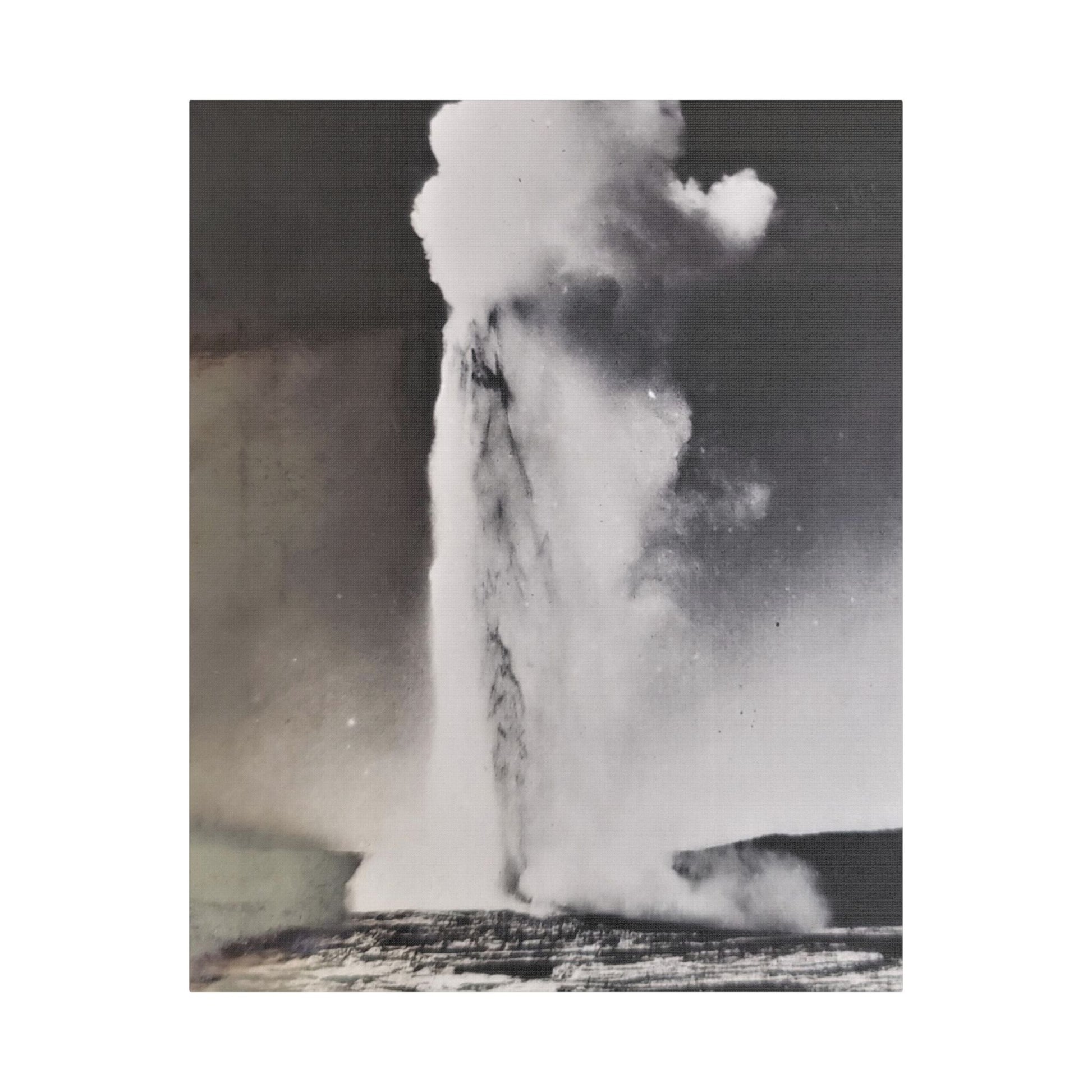 Old Faithful Geyser Yellowstone Satin Canvas Stretched