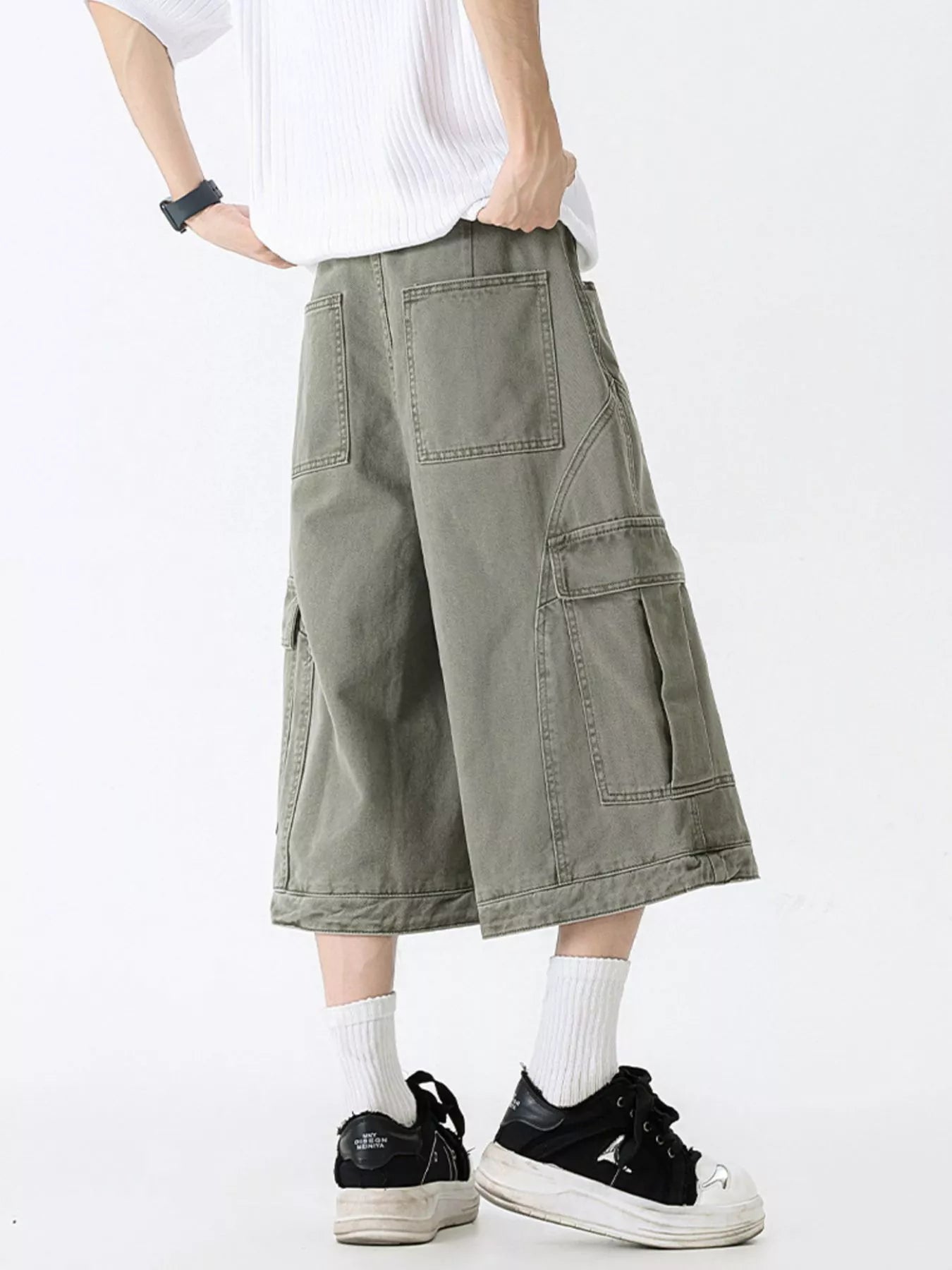 Men's Full Size Wide Leg Cargo Shorts Plus Size - -