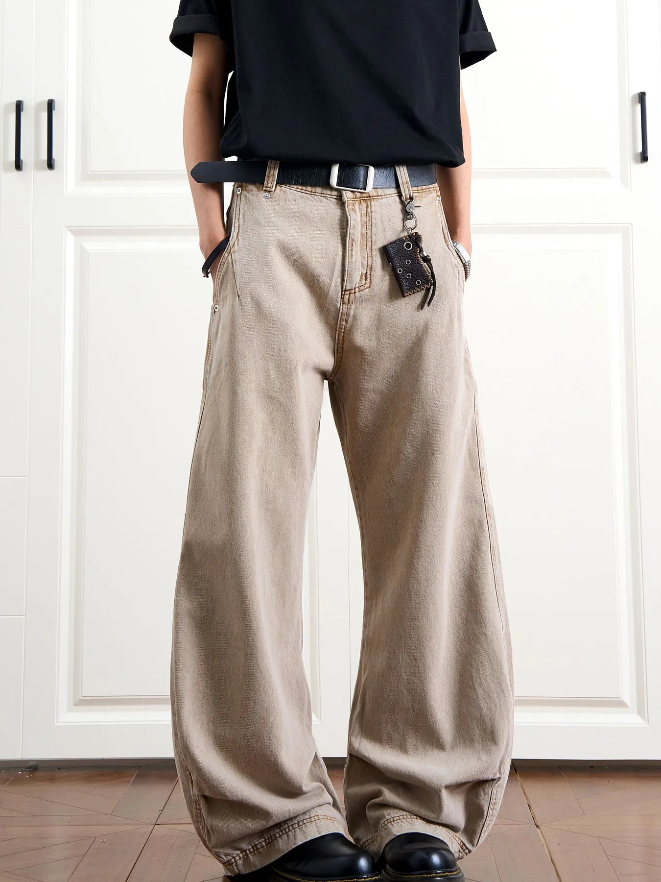 Men's Full Size Wide-Leg Relaxed Fit Jeans Plus Size - Brown -