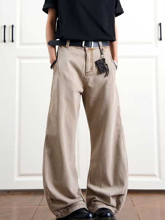 Men's Full Size Wide-Leg Relaxed Fit Jeans Plus Size - Brown -