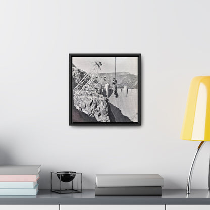 Suspended Boulder Dam Worker Gallery Canvas Wraps Square Frame 12″ x 12″ 1.25" Black