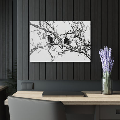 Black & White Buzzards Silhouette Acrylic Print — Modern Minimalist Wall Art - 30″ x 20″ (Horizontal) 0.25'' - Home Decor