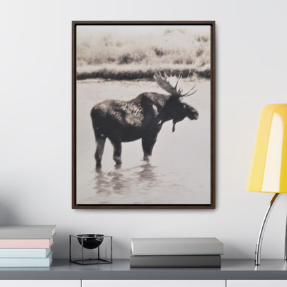 Yellowstone Bull Moose Gallery Canvas Wraps Vertical Frame 18″ x 24″ Premium Gallery Wraps (1.25″) Walnut