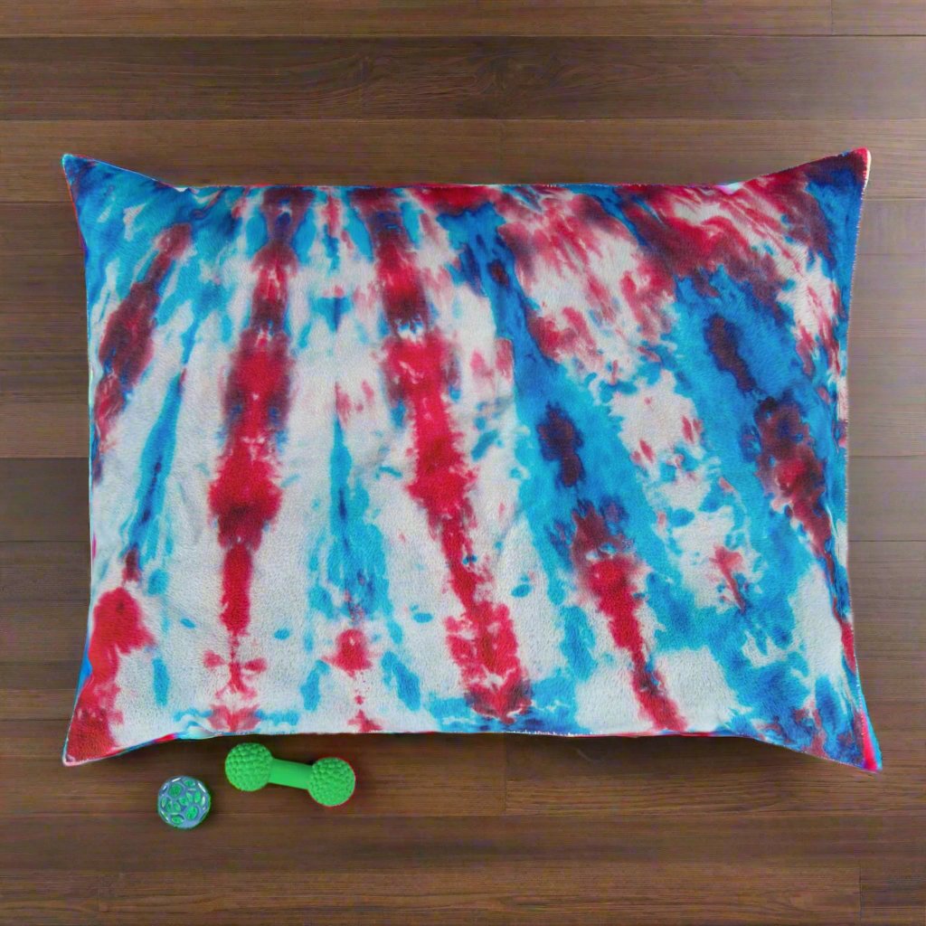 Red White Blue Tie Dye Pet Bed