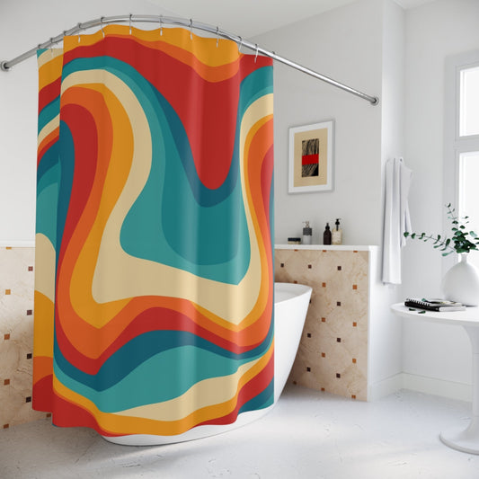 Boho Wave Shower Curtain - 71" × 74" - Home Decor