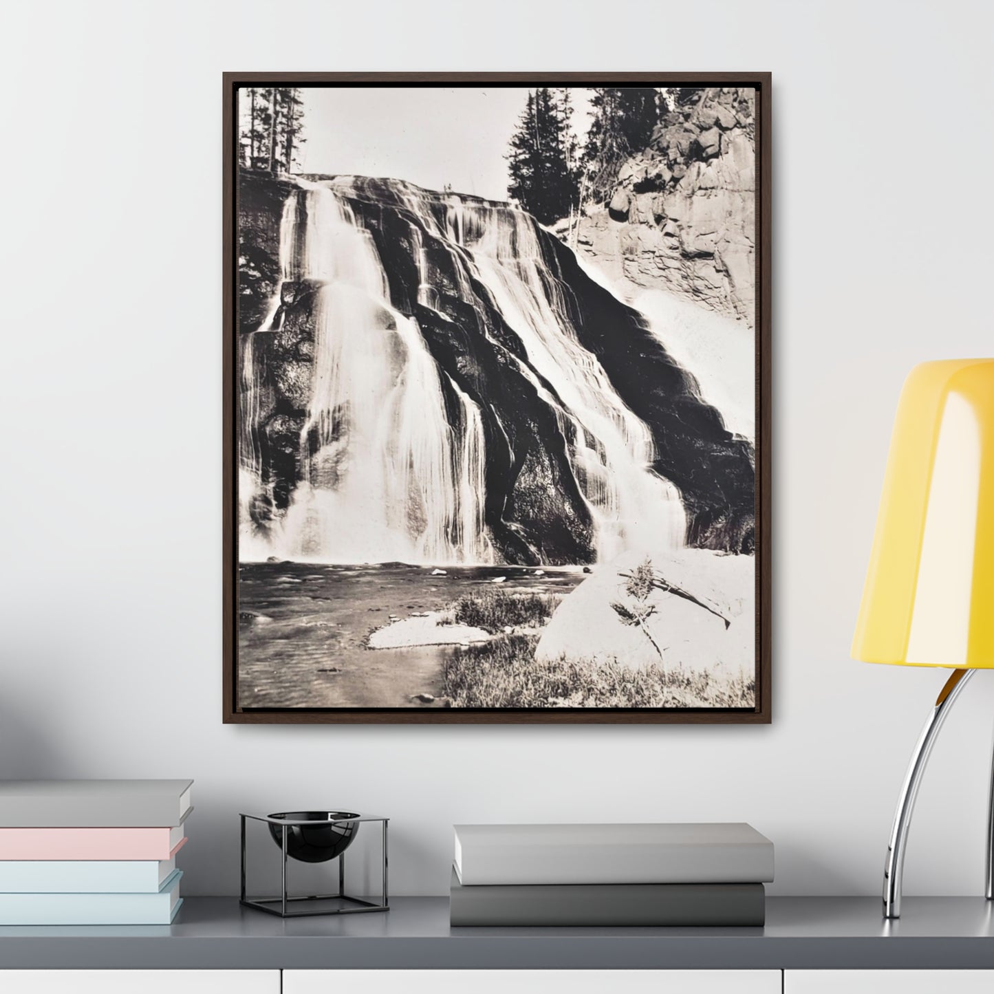 Gibbon Falls Yellowstone Gallery Canvas Wraps, Vertical Frame