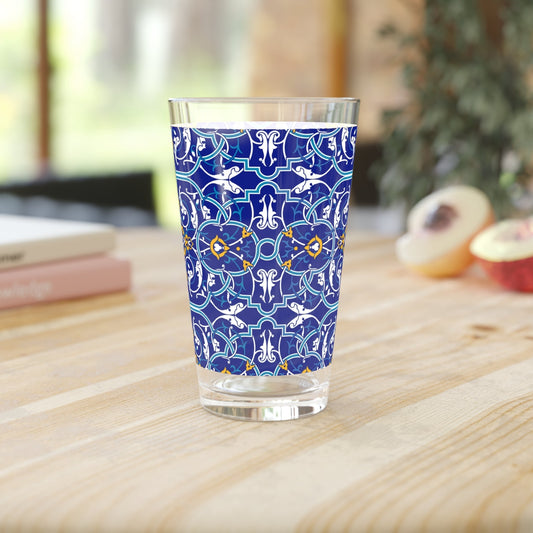 Blue Pattern 16oz Pint Glass - Kia Day Design