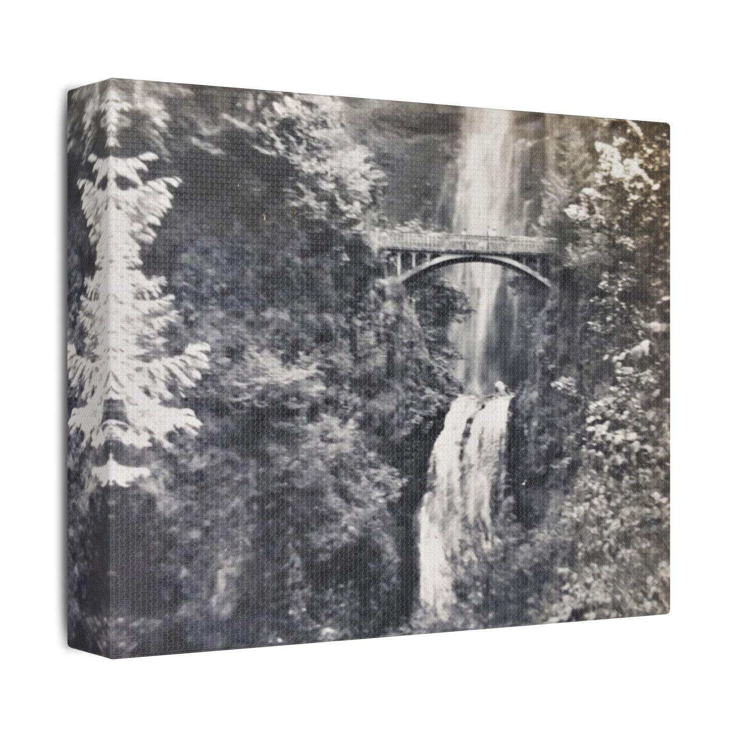 Multnomah Falls Oregon Satin Canvas, Stretched