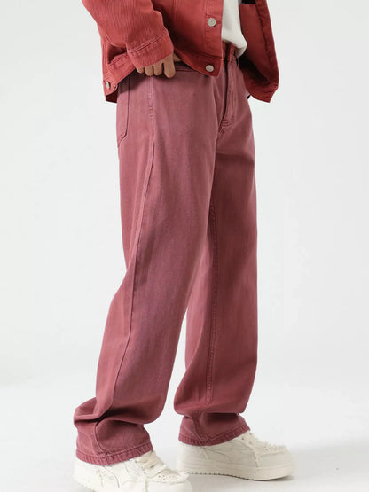 Men's Vintage Wash Wide Leg Jeans - Deep Purple -