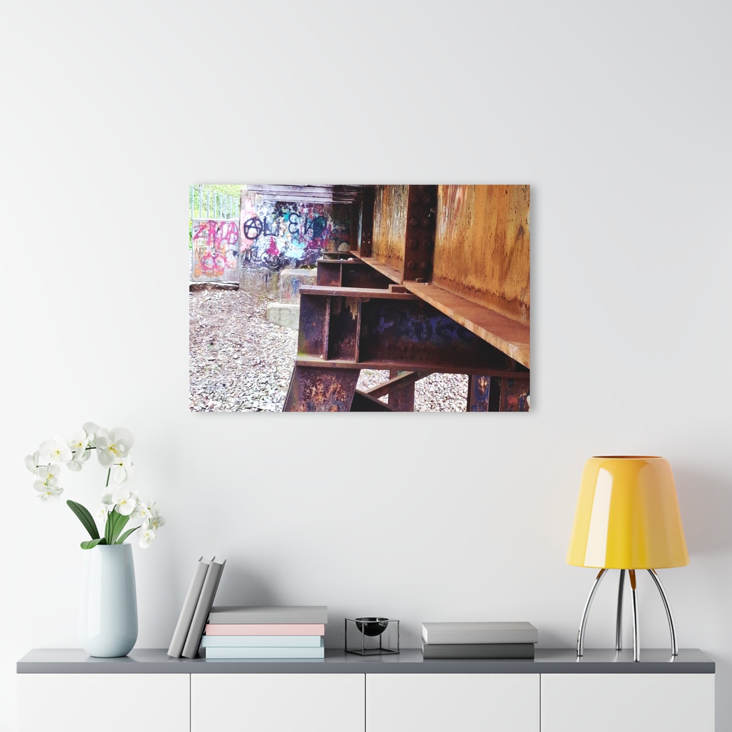 Urban Rust Photography Acrylic Print — Graffiti Underpass Wall Art French Cleat Hanging - - Home Decor
