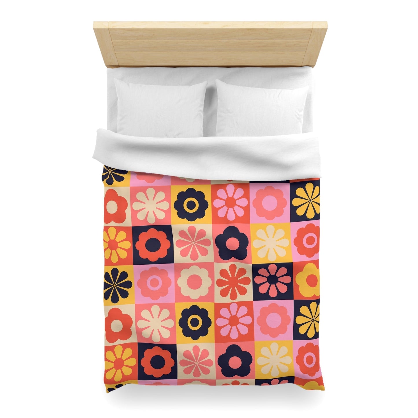 Retro Floral Microfiber Duvet Cover - Kia Day Design