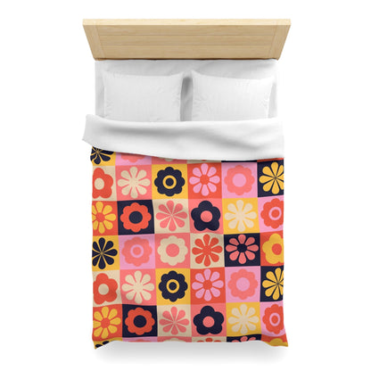 Retro Floral Microfiber Duvet Cover - Kia Day Design