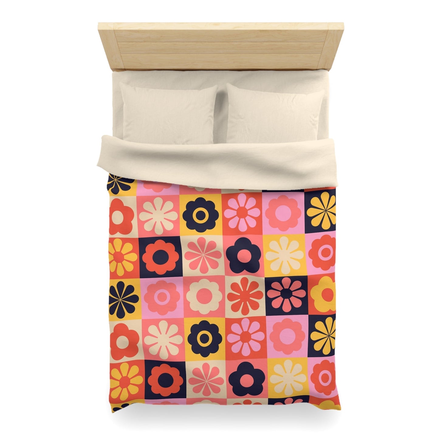 Retro Floral Microfiber Duvet Cover - Kia Day Design