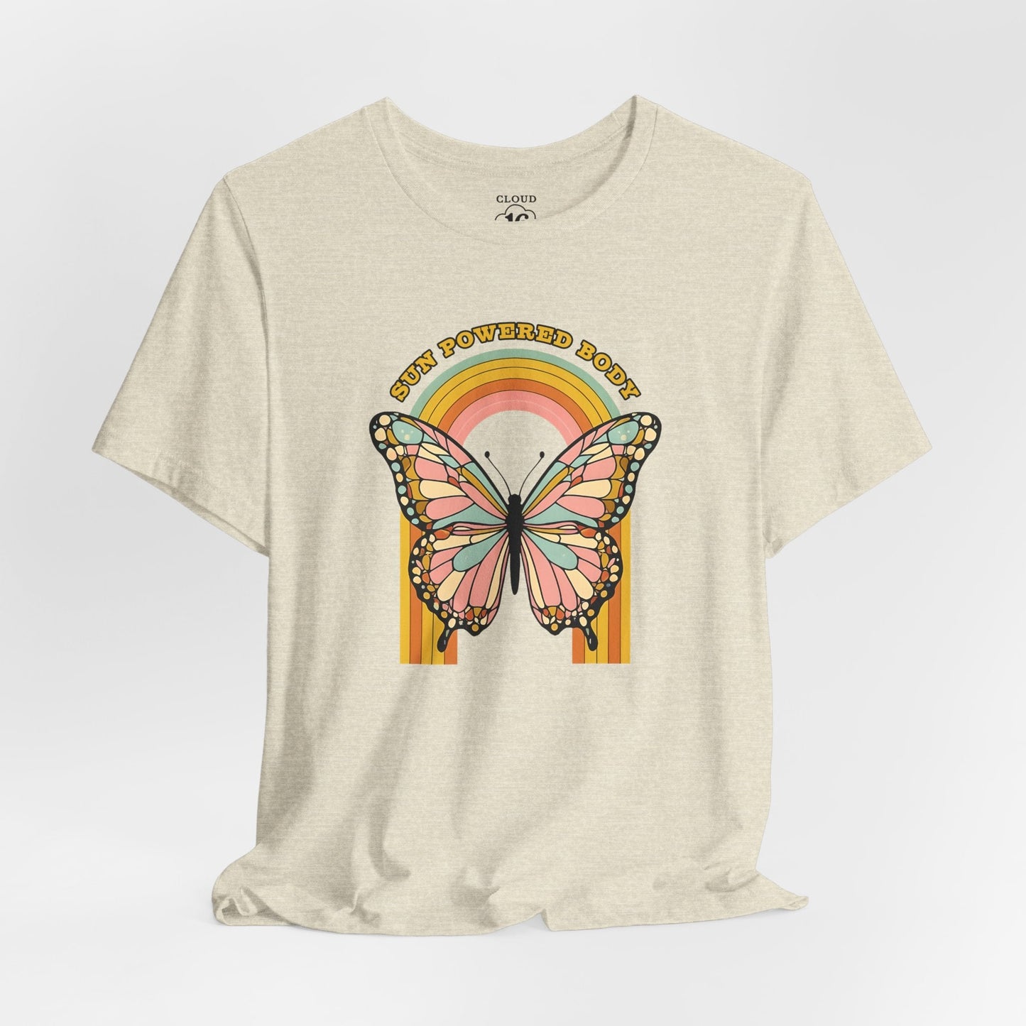 Butterfly Rainbow Women's T-Shirt - Vintage Graphic Tee for Nature Lovers- Cloud 16 Clothing Co.- {{Product type}}