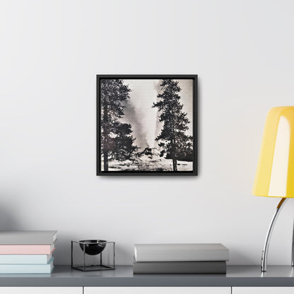 Castle Geyser Yellowstone Gallery Canvas Wraps Square Frame 12″ x 12″ Premium Gallery Wraps (1.25″) Black