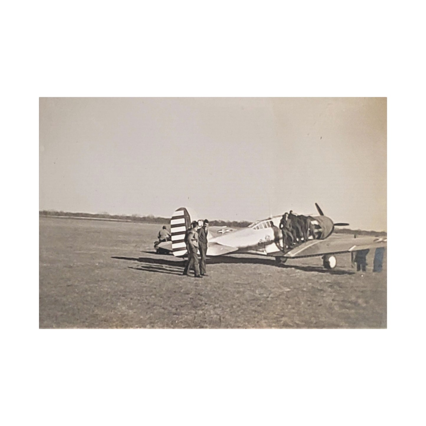 Army Pursuit Plane Ames Airport 1939 Satin Canvas, Stretched