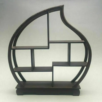Wood‑Carved Peach Stand for Snuff Bottles & Statues – Asian Home Decor - - Shelving Accessories