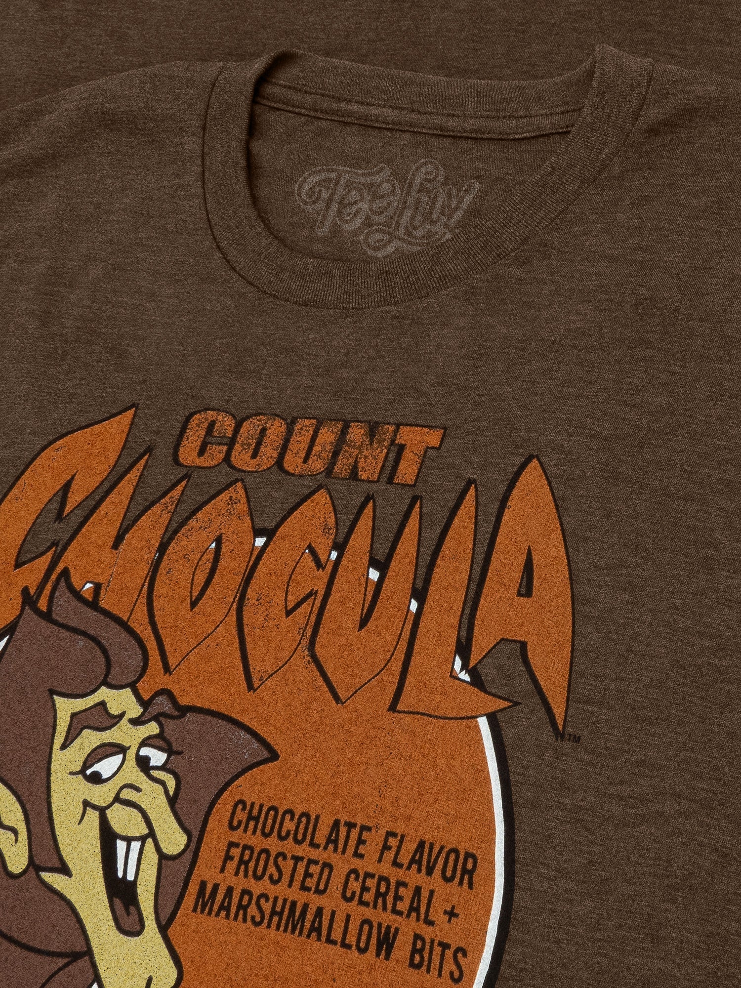 Count Chocula Distressed Monster Cereal Logo T-Shirt - Heather Brown- Tee Luv- {{Product type}}
