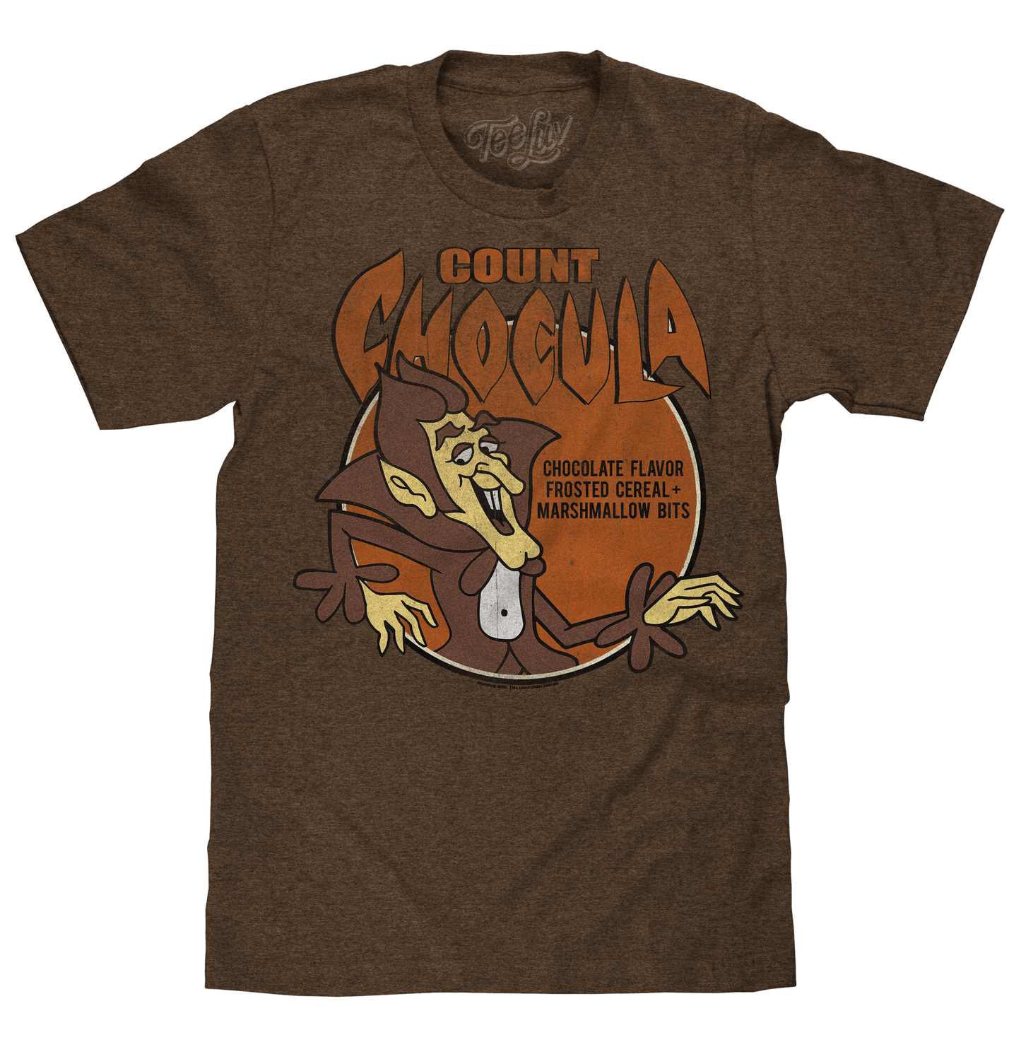 Count Chocula Distressed Monster Cereal Logo T-Shirt - Heather Brown- Tee Luv- {{Product type}}