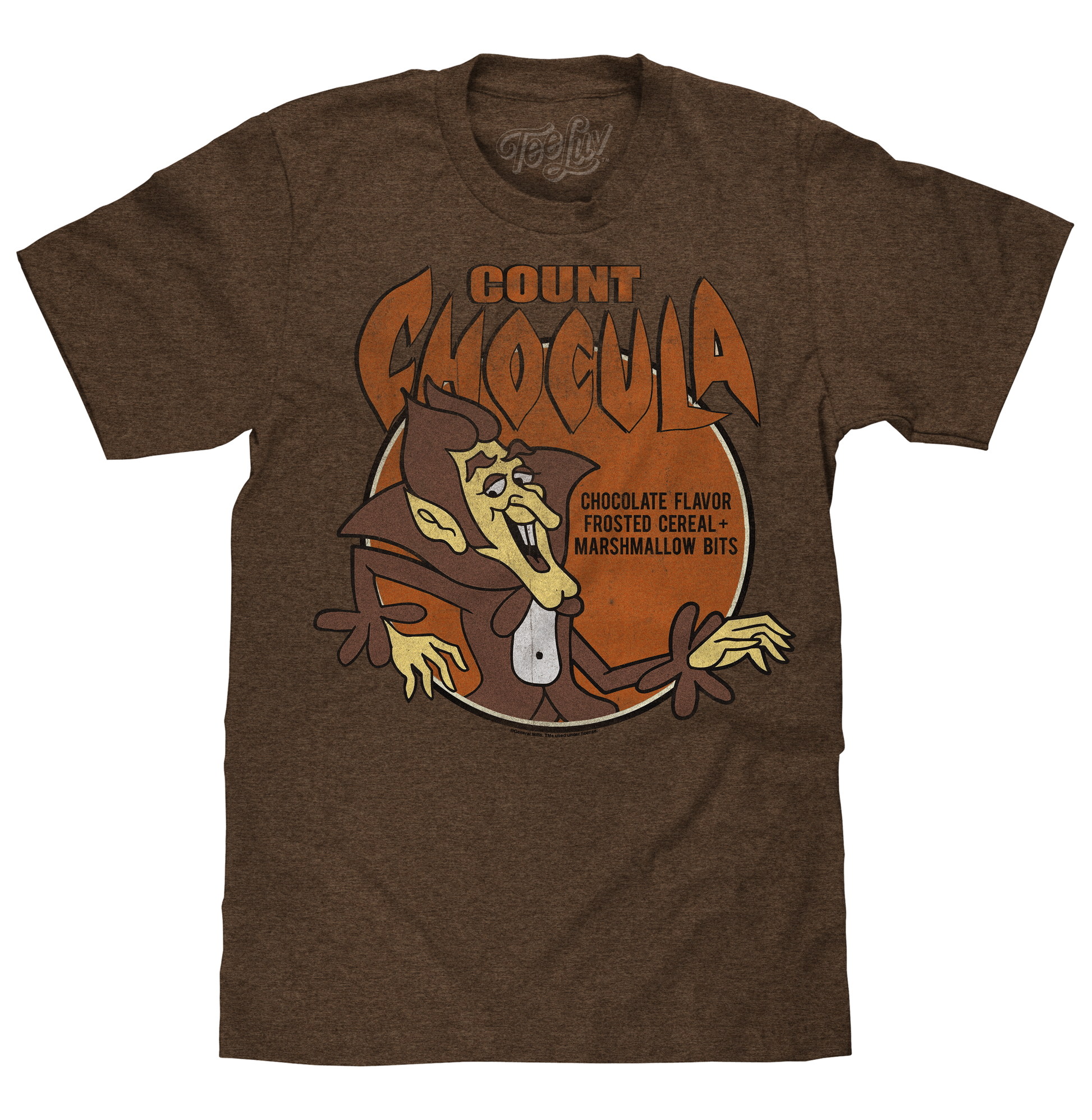 Count Chocula Distressed Monster Cereal Logo T-Shirt - Heather Brown- Tee Luv- {{Product type}}