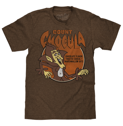 Count Chocula Distressed Monster Cereal Logo T-Shirt - Heather Brown- Tee Luv- {{Product type}}