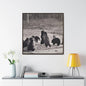 Yellowstone Grizzly Bears Gallery Canvas Wraps, Square Frame 36″ x 36″ 1.25" Walnut