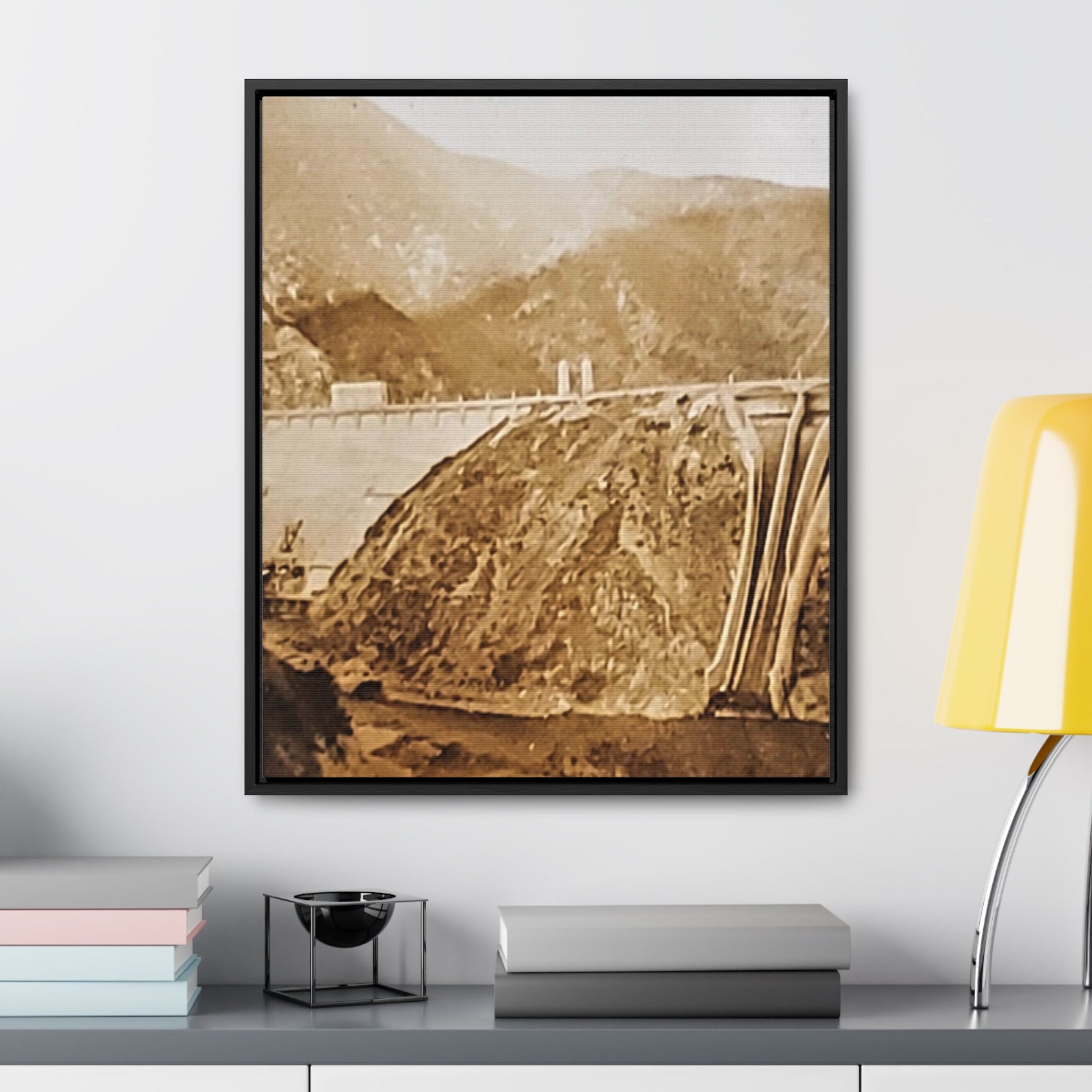 Back View Morris Dam Spillway Gallery Canvas Wraps Vertical Frame - 20″ x 24″ 1.25" Black - Canvas