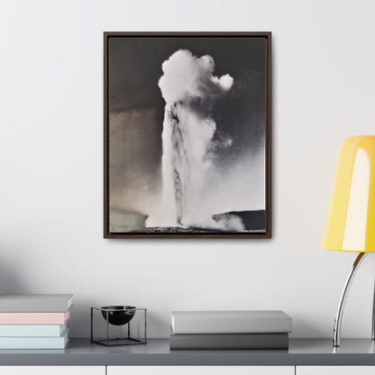 Old Faithful Geyser Yellowstone Gallery Canvas Wraps Vertical Frame 16″ x 20″ Premium Gallery Wraps (1.25″) Walnut
