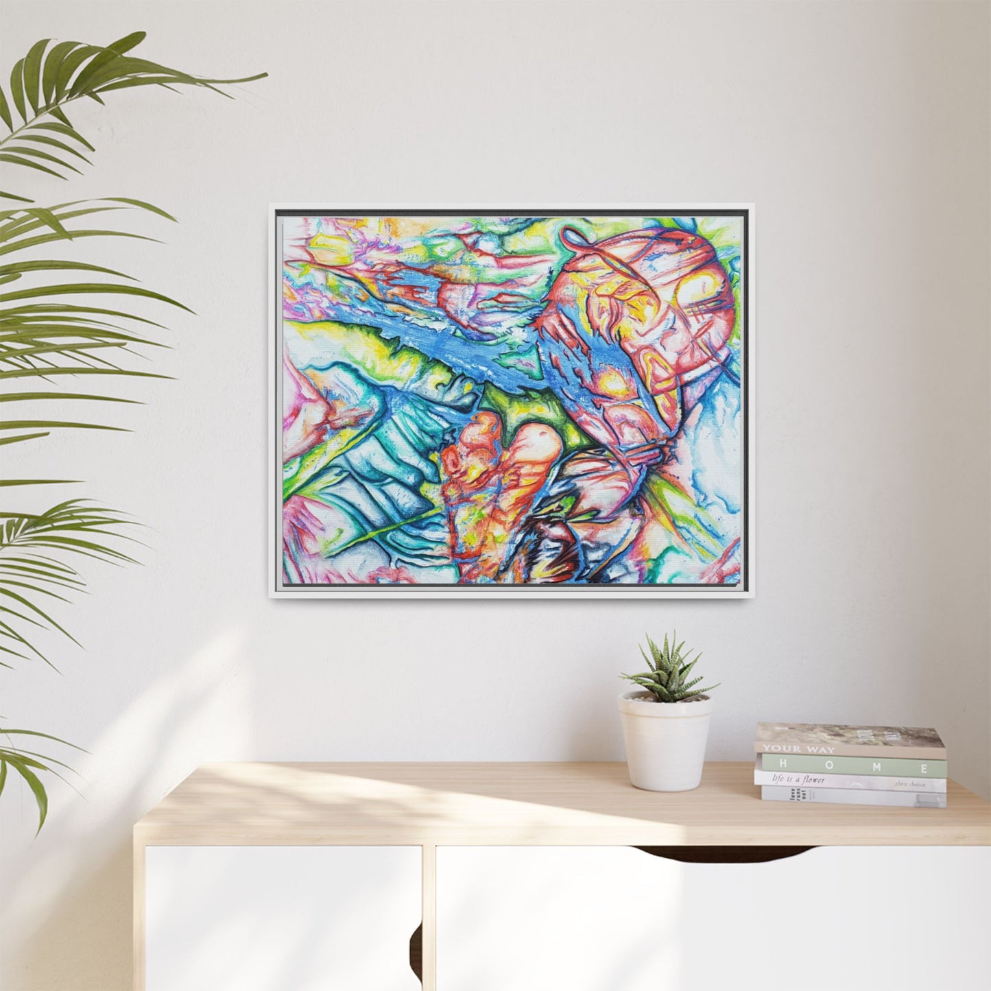 Multi-Color Abstract Framed Canvas Art Print - Kia Day Design