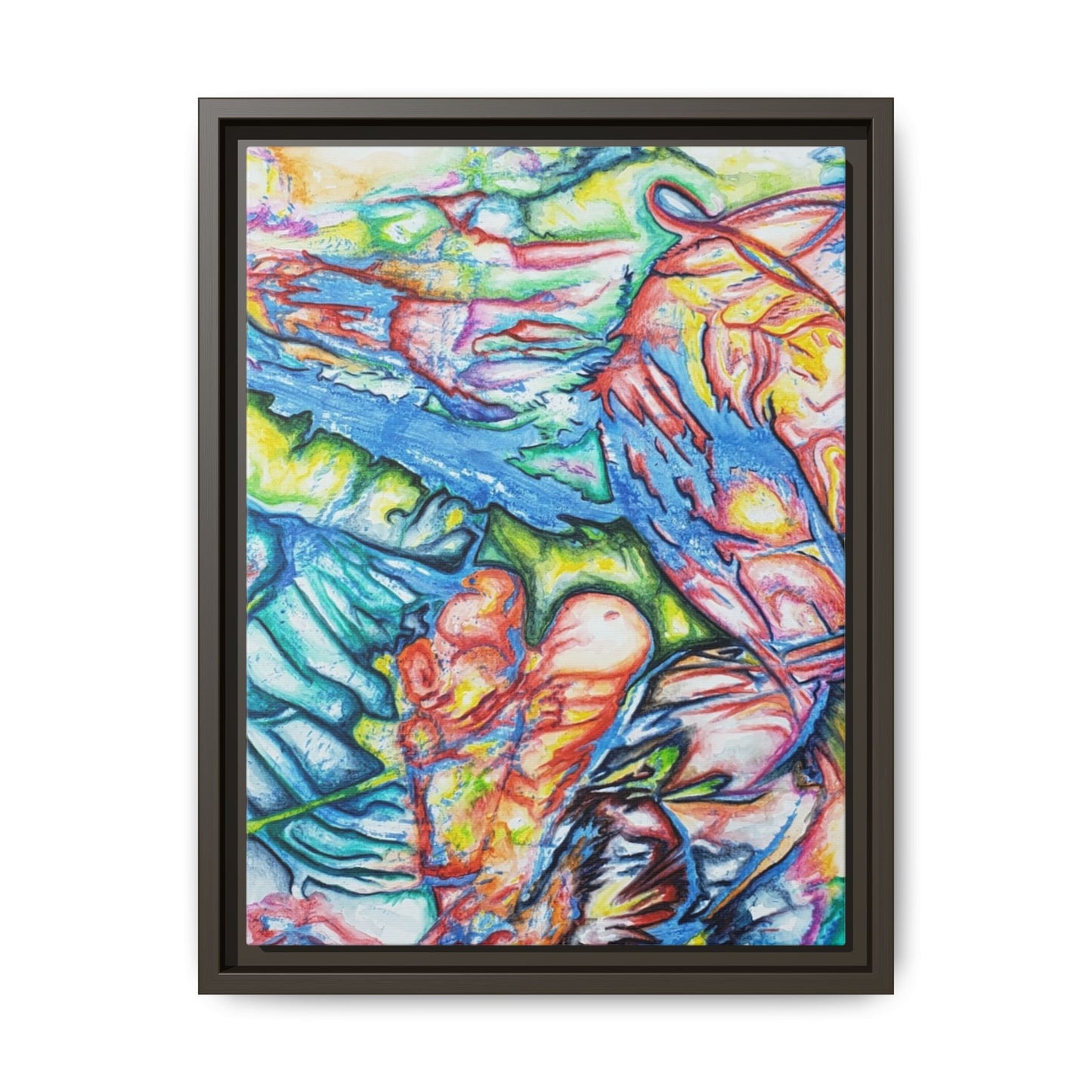 Multi-Color Abstract Framed Canvas Art Print - Kia Day Design