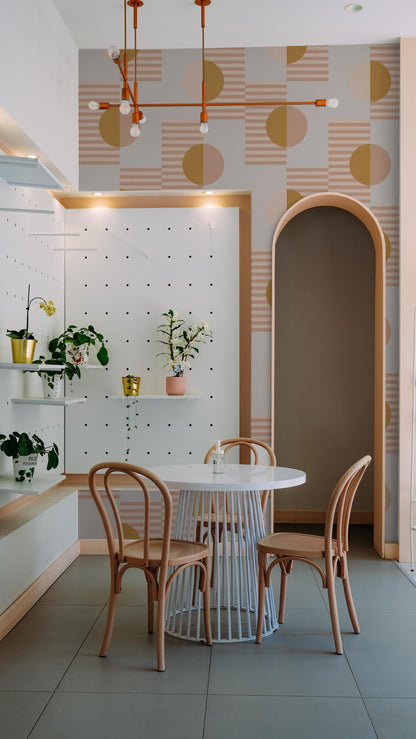 Summer Suns Wallpaper, blush and mustard- Samantha Santana Creative- {{Product type}}