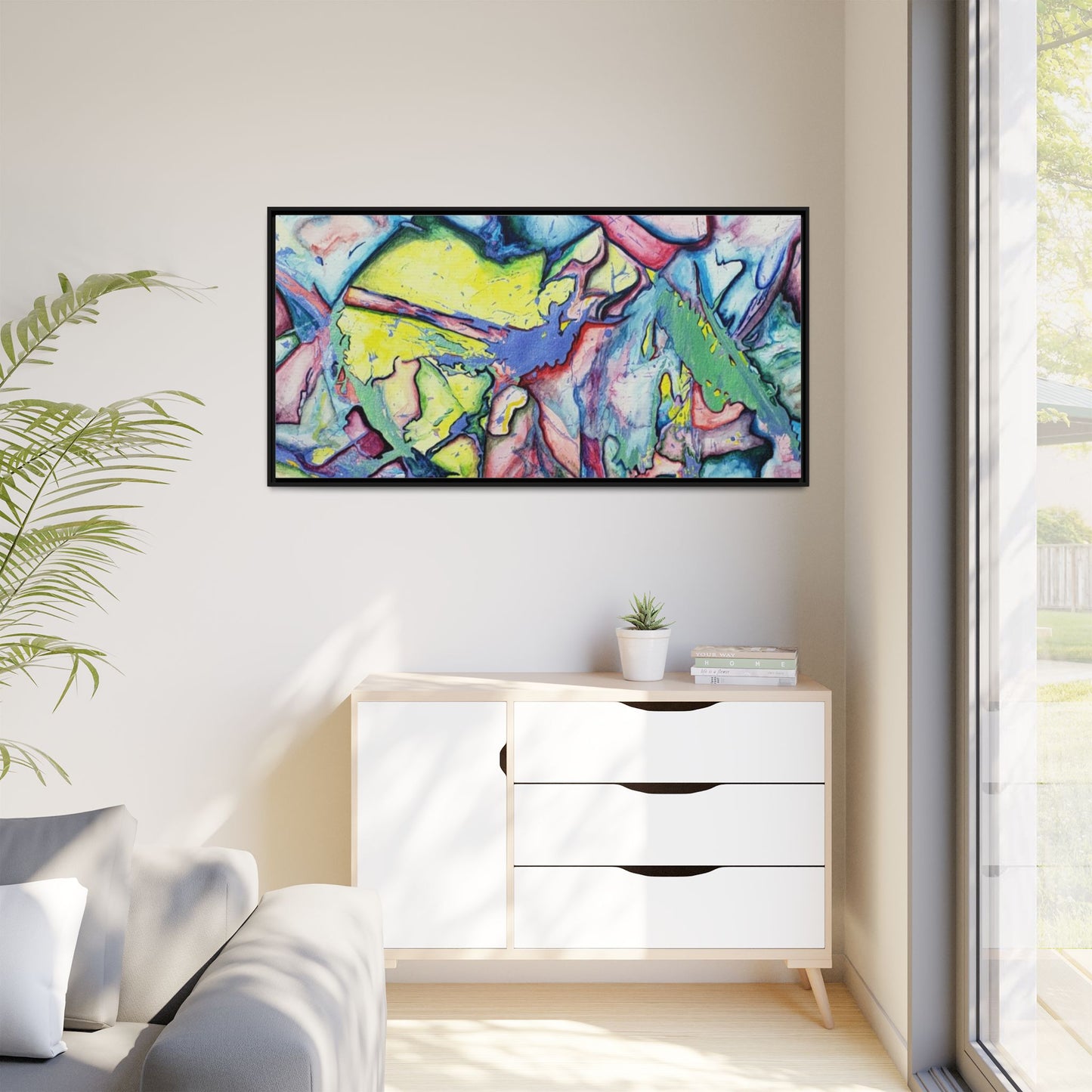 Alien Abstract Colorful Framed Canvas Art - Kia Day Design