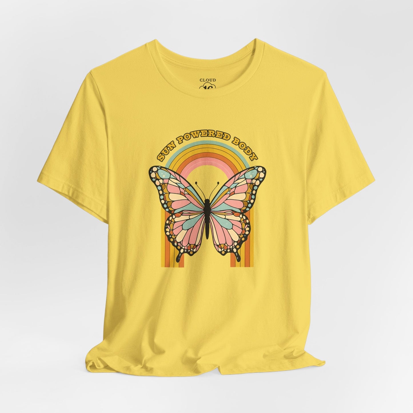 Butterfly Rainbow Women's T-Shirt - Vintage Graphic Tee for Nature Lovers- Cloud 16 Clothing Co.- {{Product type}}