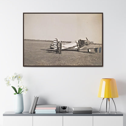 Army Pursuit Plane Ames Airport 1939 Gallery Canvas Wraps, Horizontal Frame 48″ x 32″ Walnut 1.25"