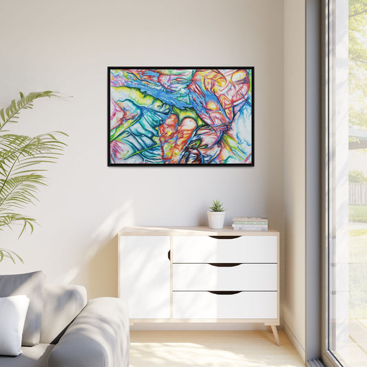 Multi-Color Abstract Framed Canvas Art Print - Kia Day Design